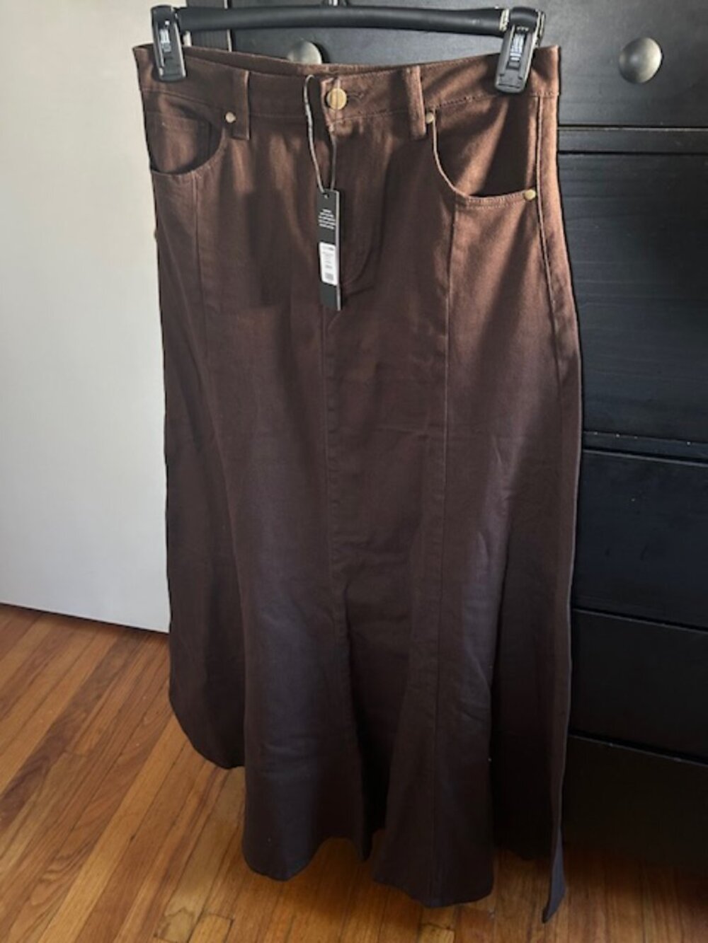 Denim Brown Maxi Skirt